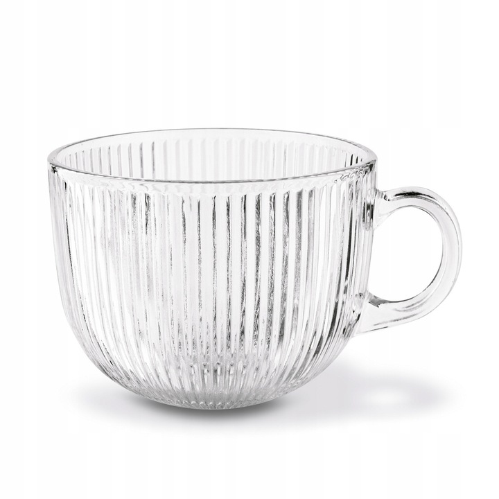 Zestaw KUBKI SZKLANE Filiżanki z UCHEM Tadar Jumbo Paski DUŻE 6x450 ml