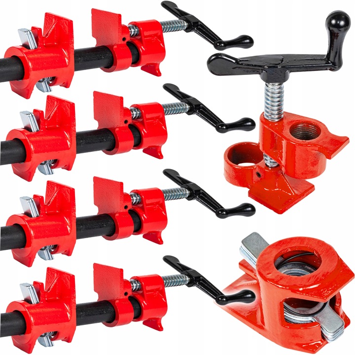 4x ŚCISK STOLARSKI RUROWY BEZKOŃCOWY NA RURĘ 3/4" ZACISK MONTAŻOWY IMADŁO