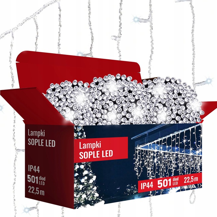 SOPLE LAMPKI CHOINKOWE 501 LED 22.5M ZEWNĘTRZNE ŚWIATEŁKA ŚWIĄTECZNE