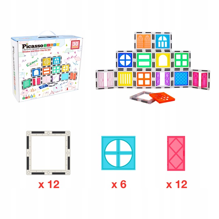 Klocki magnetyczne konstrukcyjne edukacyjne Picasso Tiles dla dzieci 30 el