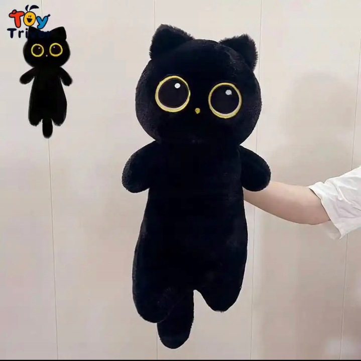 MASKOTKA PLUSZAK PODUSZKA CZARNY KOT KOTEK DŁUGI 45 CM