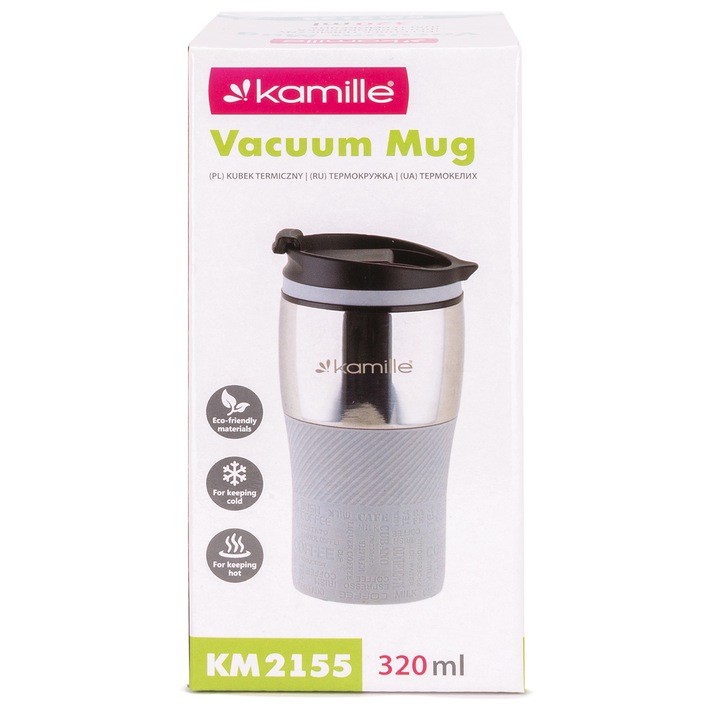 KUBEK TERMICZNY stalowy TERMOS do kawy herbaty szczelny KAMILLE 320ml