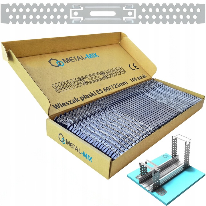 WIESZAK PŁASKI ES 60/125 OCYNK MALOWANY DO PŁYT GK PROFILI CD60 100sztuk