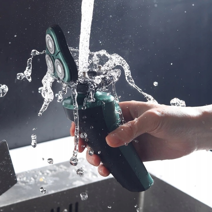 GOLARKA MĘSKA TRYMER MASZYNKA DO BRODY GŁOWY 3W1 ZIELONA Z AKUMULATOREM