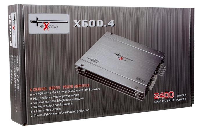 EXCALIBUR X600.4 NOWY WZMACNIACZ SAMOCHODOWY 4-KANAŁY MOC 4x60W RMS