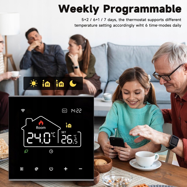 TERMOSTAT POKOJOWY WIFI TUYA CYFROWY REGULATOR 16A