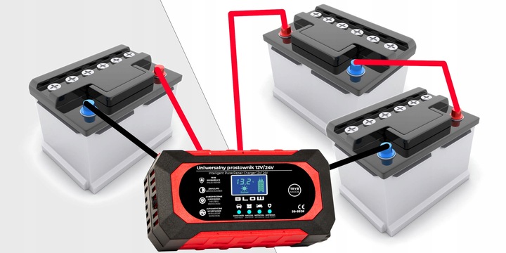 AUTOMATYCZNY INTELIGENTNY PROSTOWNIK ŁADOWARKA AKUMULATORA LCD 24V 12V 8A