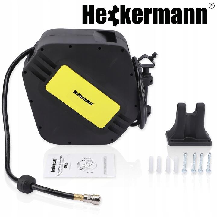 WĄŻ PNEUMATYCZNY ZWIJAK AUTOMATYCZNIE ZWIJANY DO KOMPRESORA BĘBEN 20m + 2m