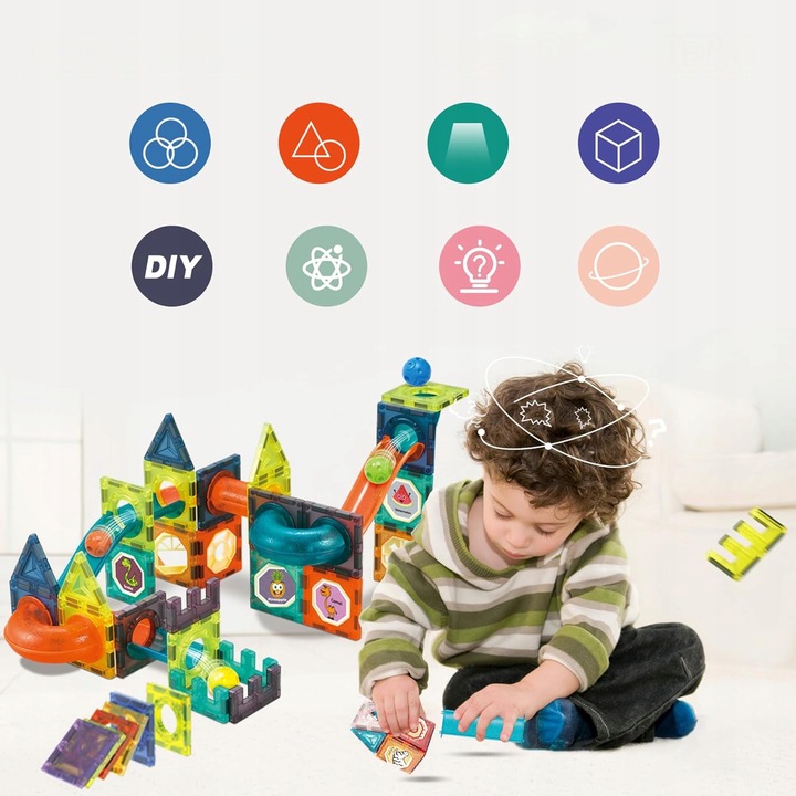 ZESTAW KREATYWNY KLOCKI MAGNETYCZNE DO BUDOWY DOMKÓW ZAMKÓW I ZWIERZĄT