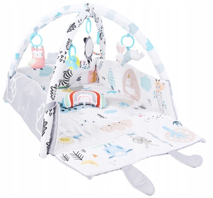 Duża Mata Edukacyjna Miękka Interaktywna 4w1 Poduszka Minky 20 piłek