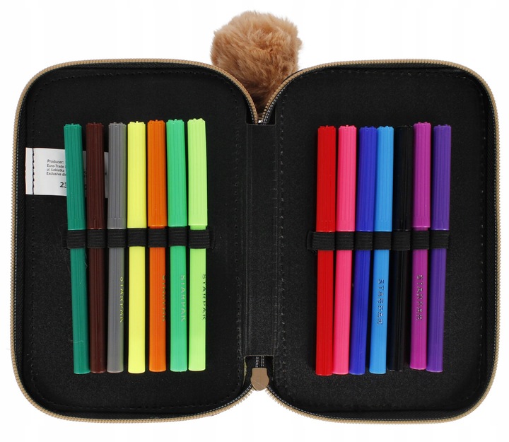 PIÓRNIK TRZYKOMOROWY Z WYPOSAŻENIEM DLA DZIEWCZYNKI ZŁOTY KOTEK JEDNOROŻEC