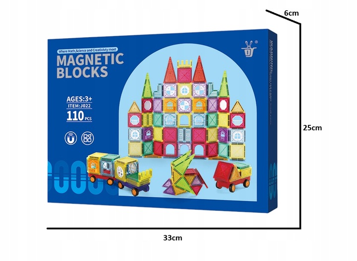 KREATYWNE KLOCKI BLOKI PANELE MAGNETYCZNE 3D 110EL KONSTRUKCYJNE POJAZDY