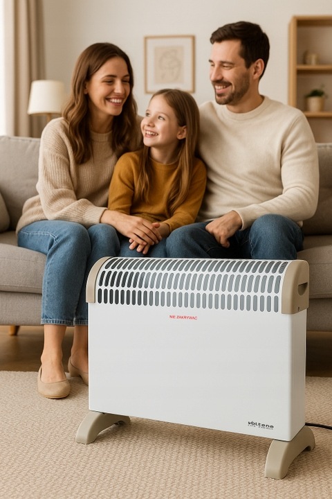 GRZEJNIK ELEKTRYCZNY KONWEKTOROWY TERMOSTAT 3 TRYBY 750W 1250W 2000W NAWIEW