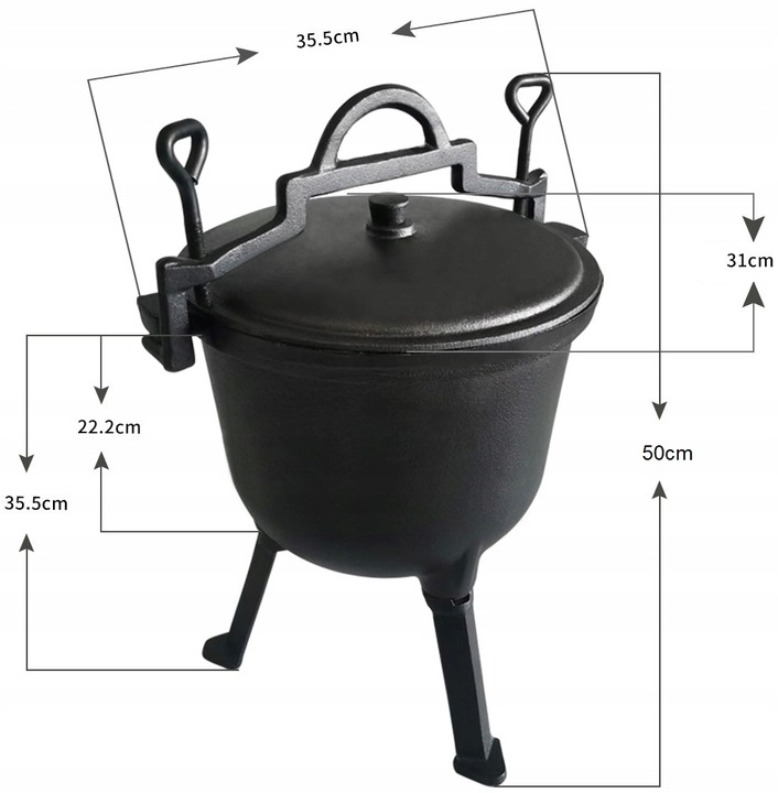 KOCIOŁEK ŻELIWNY EMALIOWANY GARNEK myśliwski węgierski 10L OGNISKO GRILL