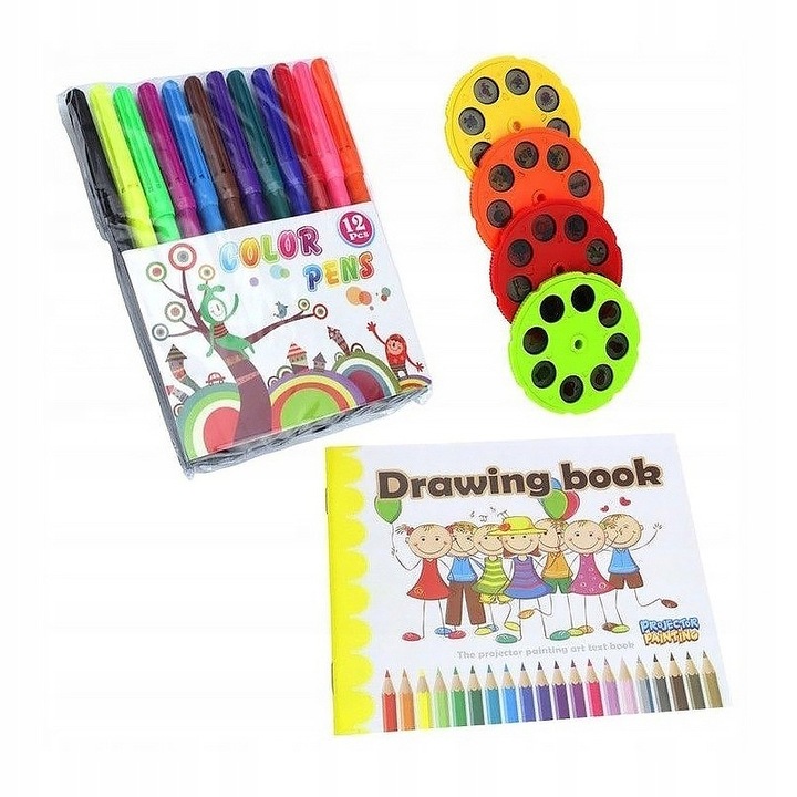 PROJEKTOR RZUTNIK DO NAUKI RYSOWANIA ZE SLAJDAMI ZESTAW DLA DZIECI + MAZAKI
