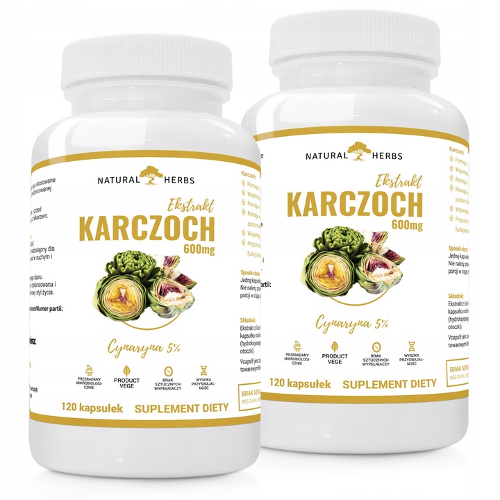 Karczoch Ekstrakt 600mg 5% Cynarin WEGE 2x120 kaps