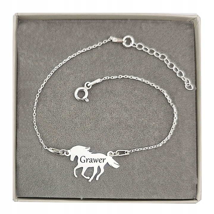 BRANSOLETKA SREBRNA DZIECIĘCA KONIK MUSTANG KOŃ SREBRO 925 + GRAWER