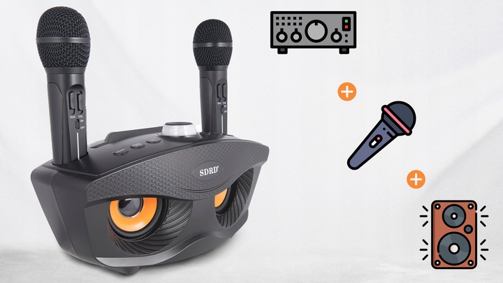 KARAOKE BEZPRZEWODOWY ZESTAW GŁOŚNIK 2 MIKROFONY BLUETOOTH NA IMPREZY SUPER