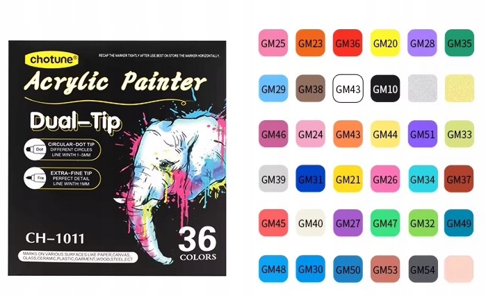 MARKERY AKRYLOWE ZESTAW 48 SZT Pisaki Flamastry Mazaki z farbą do kamieni