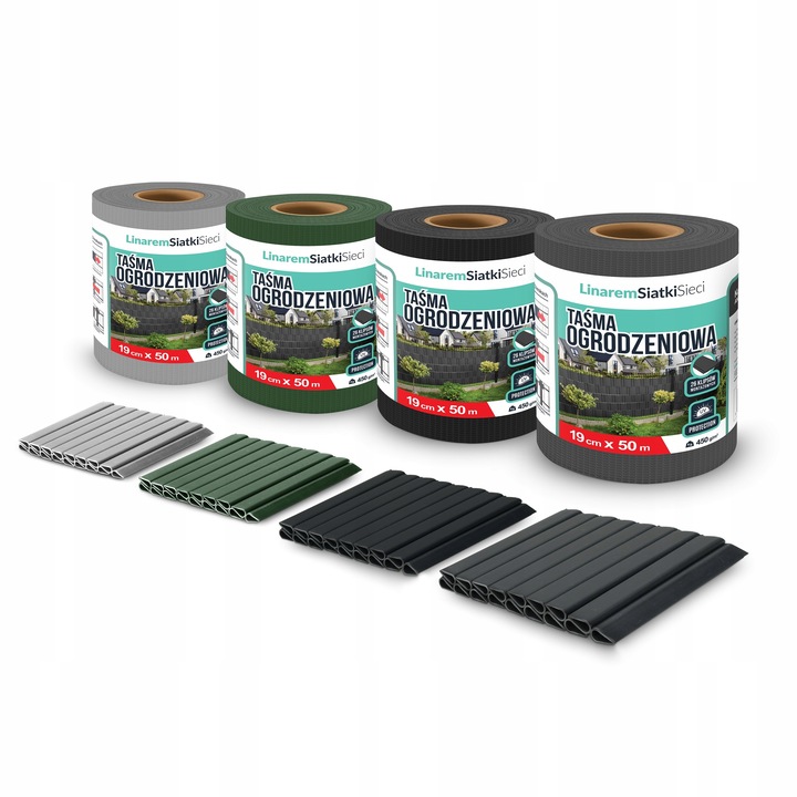 TAŚMA OGRODZENIOWA 19cmx50m +UV OSŁONA NA OGRODZENIA PANELOWE PŁOT SZARA
