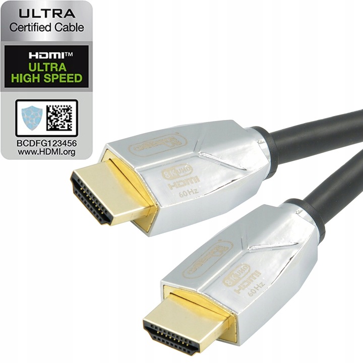 CERTYFIKOWANY KABEL HDMI 2.1 UHD 8K 4K 48Gbps CONNECTIONLAB UHDC 1m