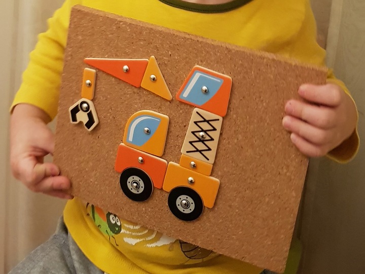 Drewniana Przybijanka Pojazdy budowlane 45 elementów Montessori VIGA