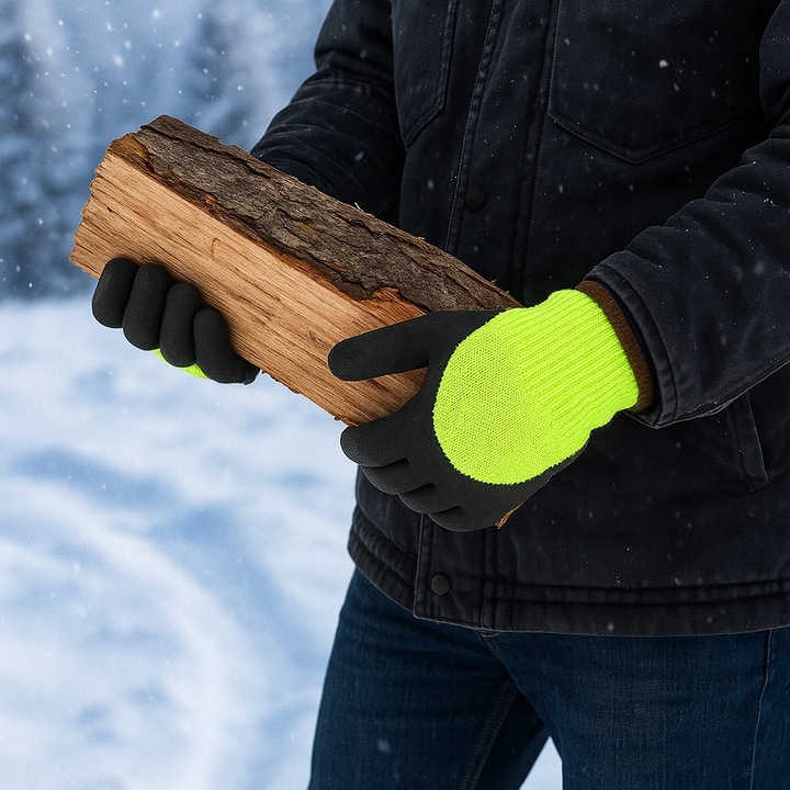 12 PAR Rękawice Robocze Ocieplane Ochronne BHP Grube Zimowe Latex Ciepłe 10