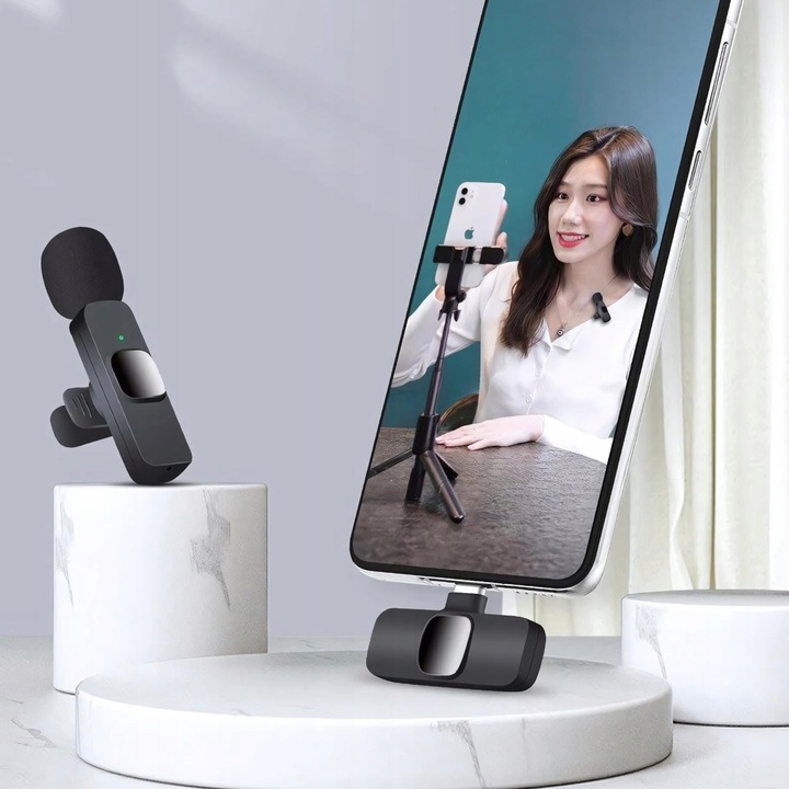 ZESTAW 2x MIKROFON KRAWATOWY BEZPRZEWODOWY USB C NA KLIPS USBC 2 MIKROFONY