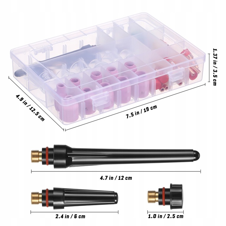 ZESTAW PALNIKA SPAWALNICZEGO KOŃCÓWKA DYSZA SZKŁO WP-17/18/26 KUBEK KIT