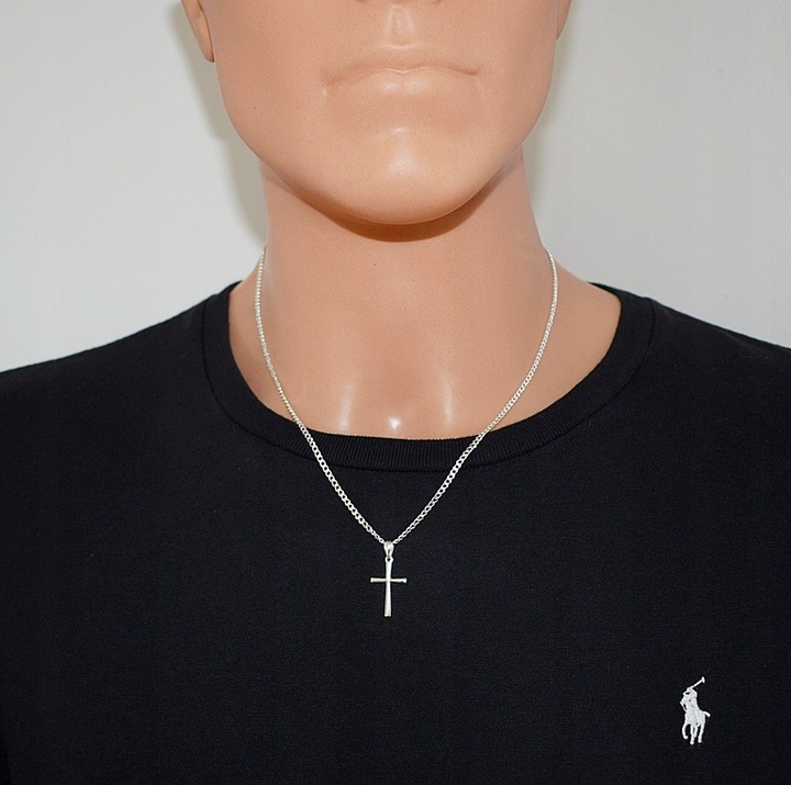 Łańcuszek Srebrny Pancerka z Krzyżykiem na Komunię Chrzest, Grawer Gratis