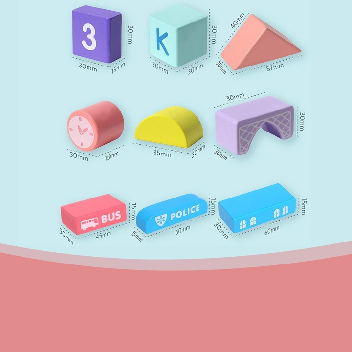 DREWNIANE KLOCKI ZESTAW DROGA MIASTO AUTA 115 ELEMENTÓW MATA PUZZLE