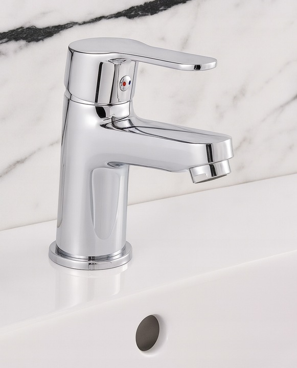 Bateria umywalkowa stojąca chrom srebrna kran do łazienki YOKA HOME