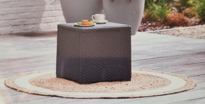 SKRZYNIA STOLIK POJEMNIK DO PRZECHOWYWANIA 2w1 RATTAN KWADRAT 37x37x37 cm