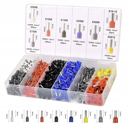 ZACISKARKA DO TULEJEK KONEKTORÓW PRZEWODÓW ZESTAW PRASKA + 1200 SZT TULEJEK