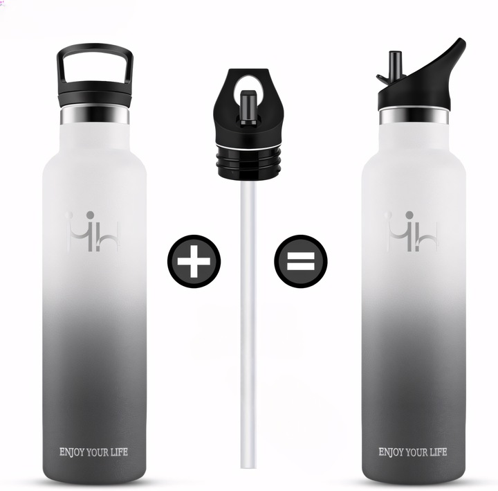 KUBEK TERMICZNY BUTELKA TERMOS NA KAWĘ HERBATĘ NAPOJE STALOWY SŁOMKA 500ML