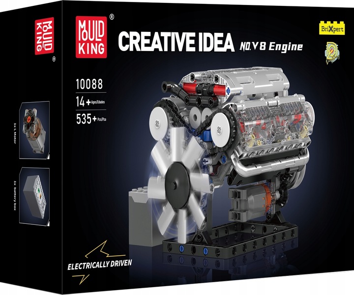 KLOCKI MOULD KING 10088 MODEL SILNIKA V8 OŚMIOCYLINDROWY SILNIK BENZYNOWY
