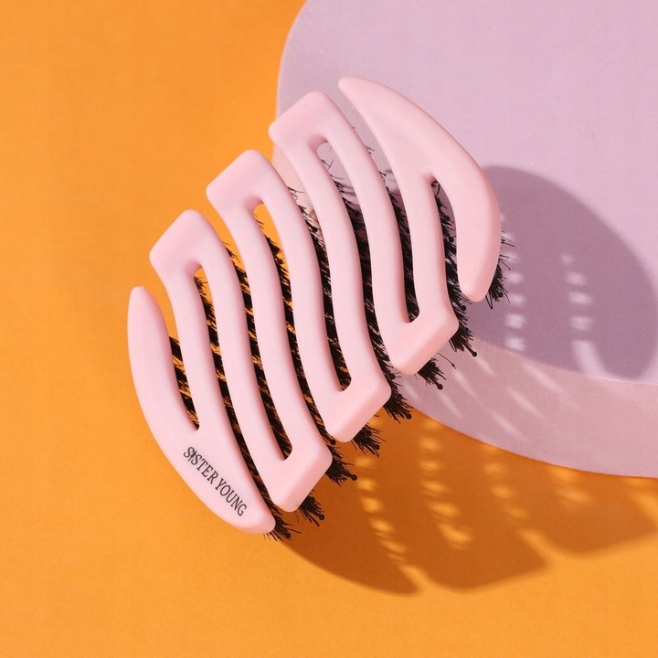 Zestaw szczotka do włosów z włosiem z dzika i mała do torebki różowa