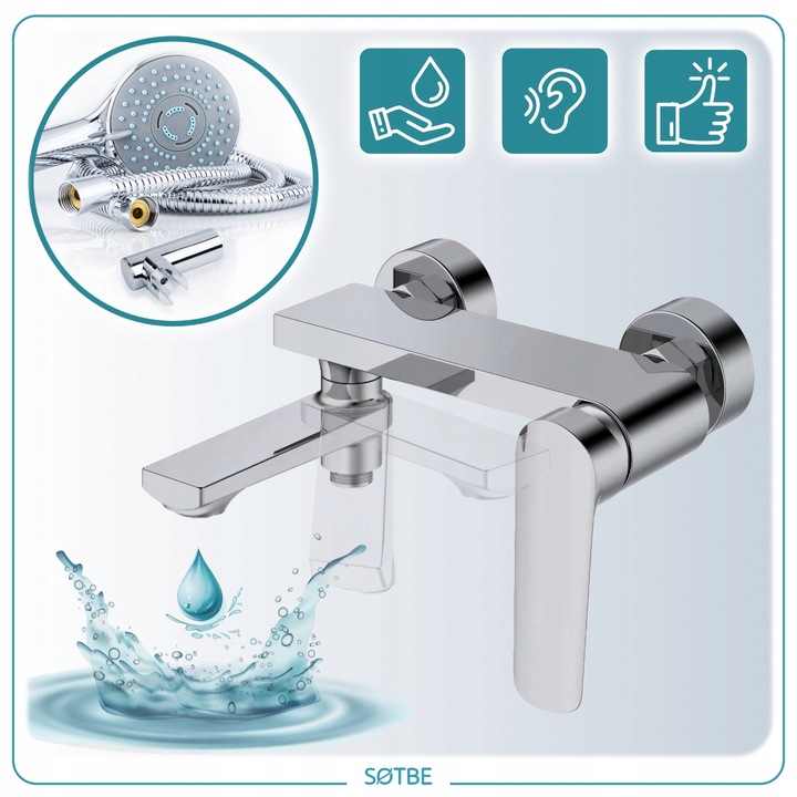 Bateria wannowa ścienna z ruchomą wylewką Kran do wanny z prysznicem SOTBE