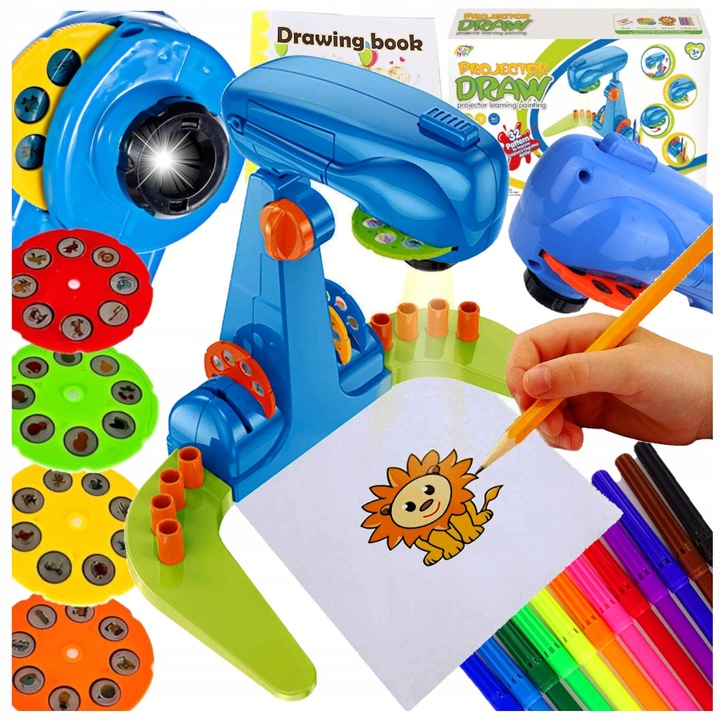 PROJEKTOR RZUTNIK DO NAUKI RYSOWANIA MALOWANIA ZE SLAJDAMI 32 SLAJDY MAZAKI