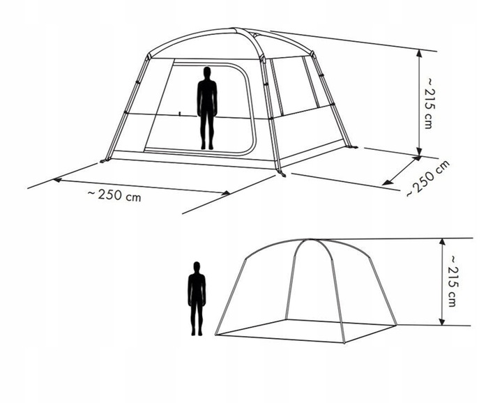 Przedsionek kempingowy NAMIOT wysoki dostawka przyczepy kampera 2,5m 6os