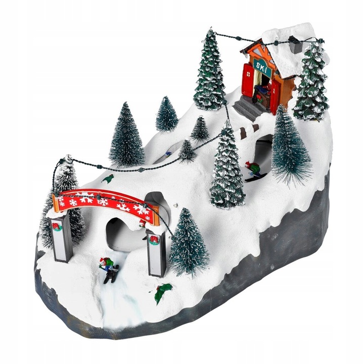 Świąteczna wioska ze stokiem narciarskim 25,5cm