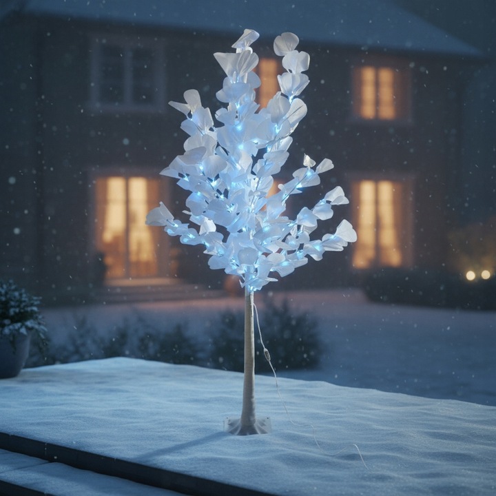 Drzewko Świąteczne Ozdobne Świecące LED BRZOZA 150 cm Lampki Białe Zimne