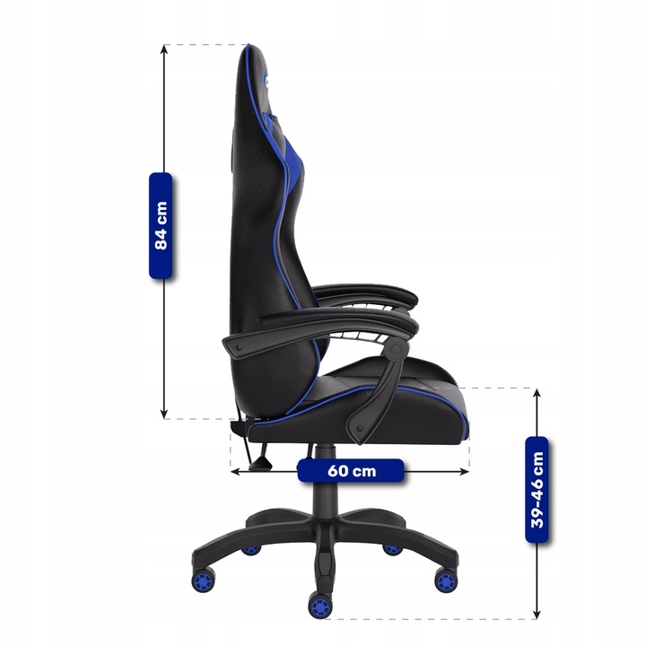 FOTEL GAMINGOWY CYBER CHAIRS X-LOGIC BLUE - BIUROWY