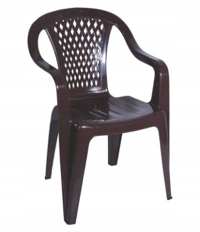 Mocny plastikowy fotel ogrodowy DIAMENT max 110kg taras balkon brązowy