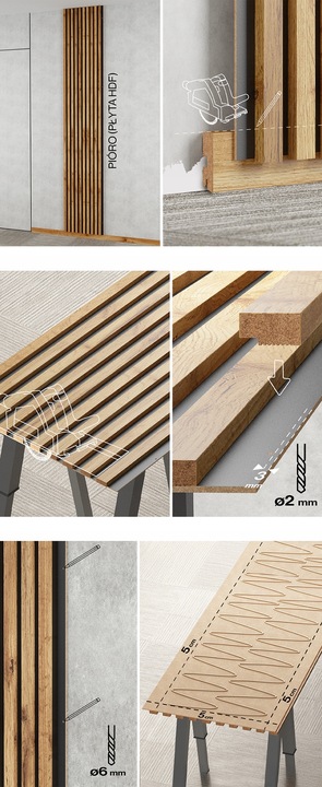 LAMELE ŚCIENNE BIAŁE NA PŁYCIE BIAŁEJ 510x2750mm