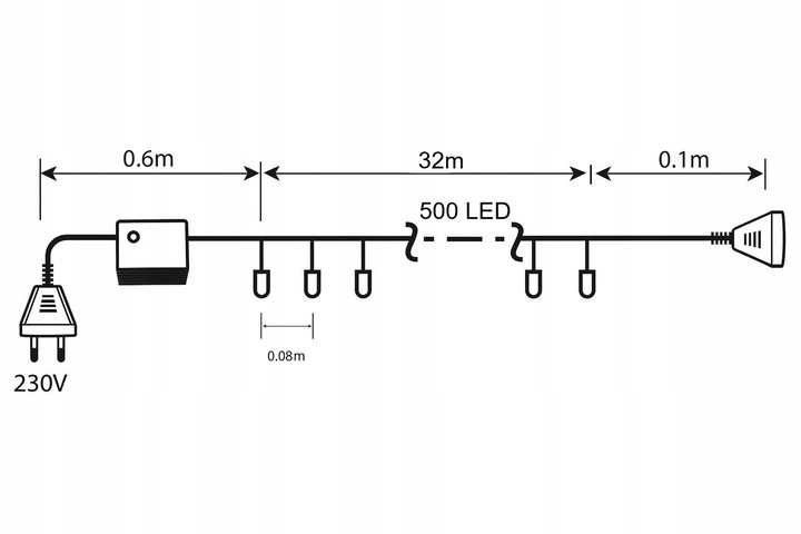 LAMPKI CHOINKOWE 500 LED BIAŁE CIEPŁE WEWNĘTRZNE ZEWNĘTRZNE ŚWIATEŁKA