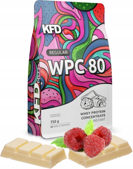 KFD REGULAR WPC 80 BIAŁKO KONCENTRAT 700g SMAK BIAŁA CZEKOLADA Z MALINĄ