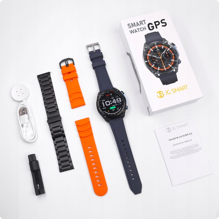 Smartwatch Męski - Zegarek Menu PL GPS Amoled Dyktafon Wodoodpony - 860mAh