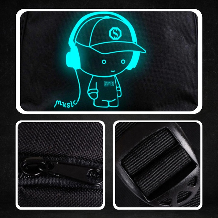 PLECAK SZKOLNY TORNISTER DO SZKOŁY MŁODZIEŻOWY ŚWIECĄCY ODBLASKOWY USB