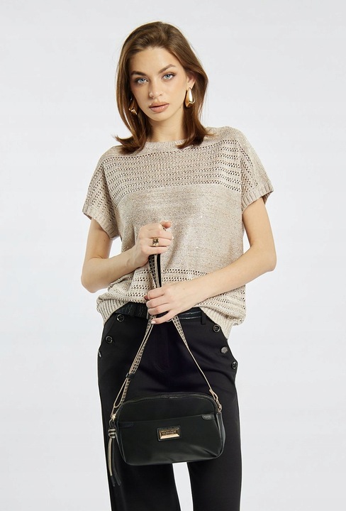 Stylowa Torba Damska Monnari Torebka Listonoszka Na Pasku Czarna Mała